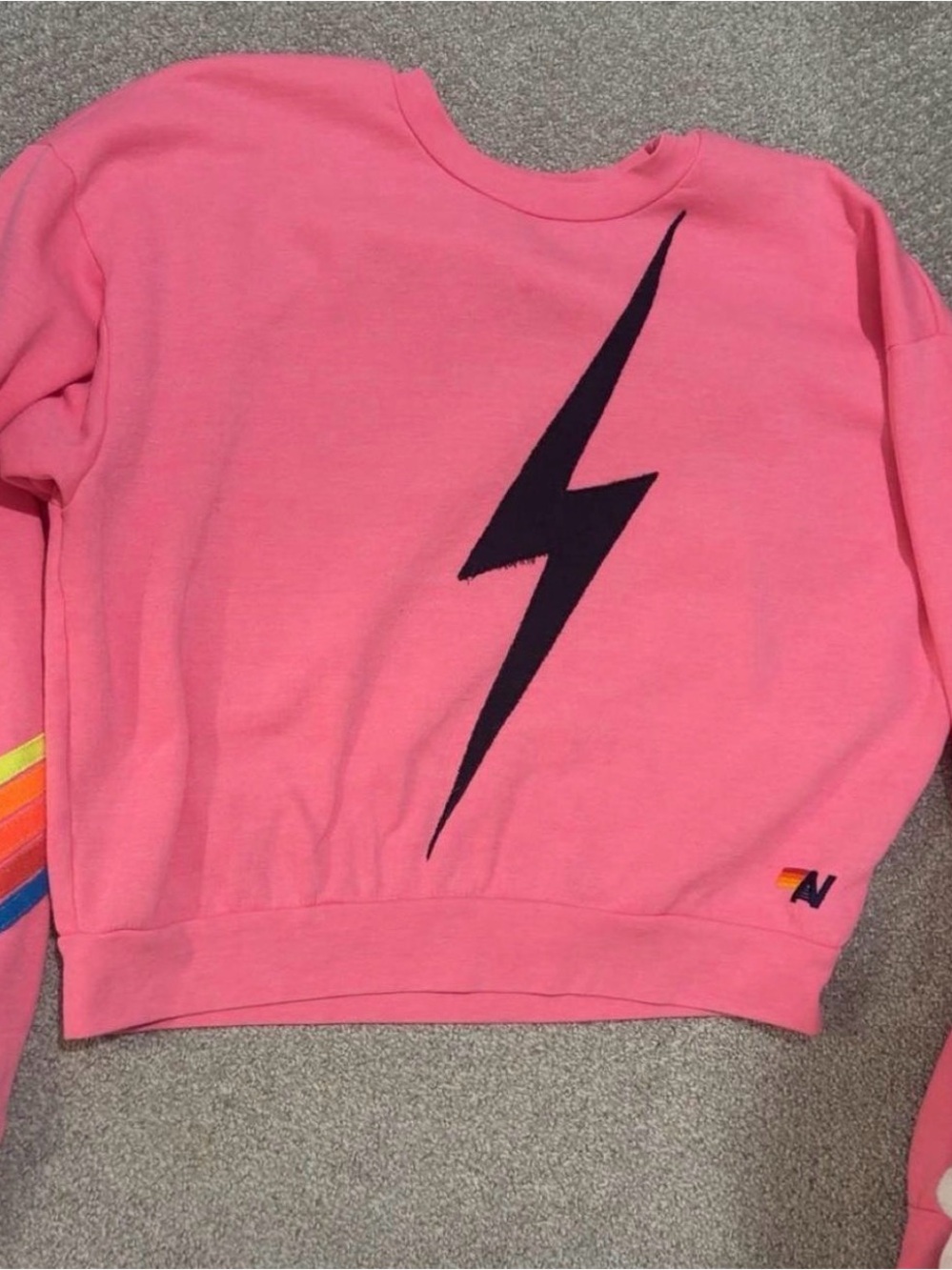 Aviator Nation Pink Lightning Bolt Crewneck Sweater